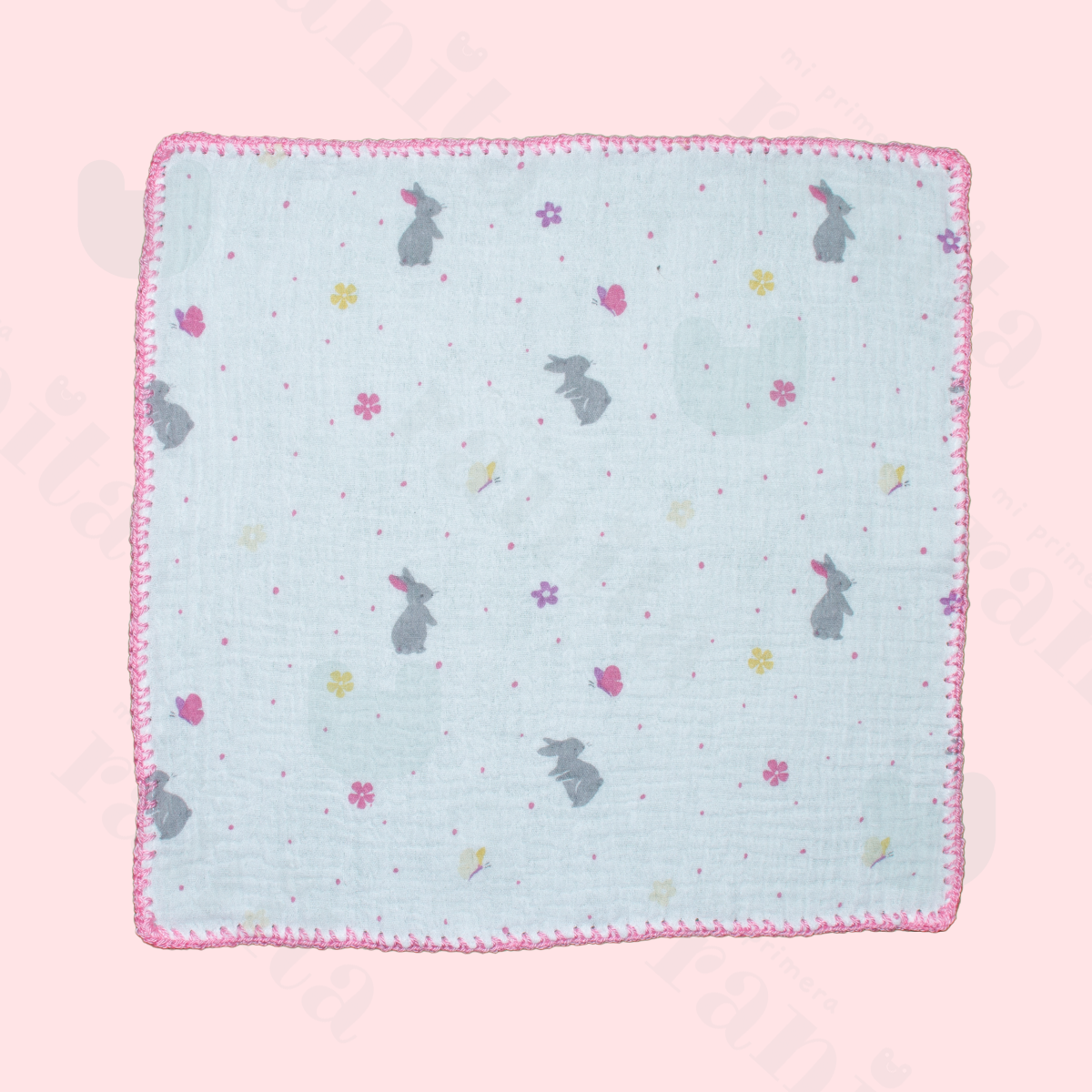 Muselina con Bordado Rosa