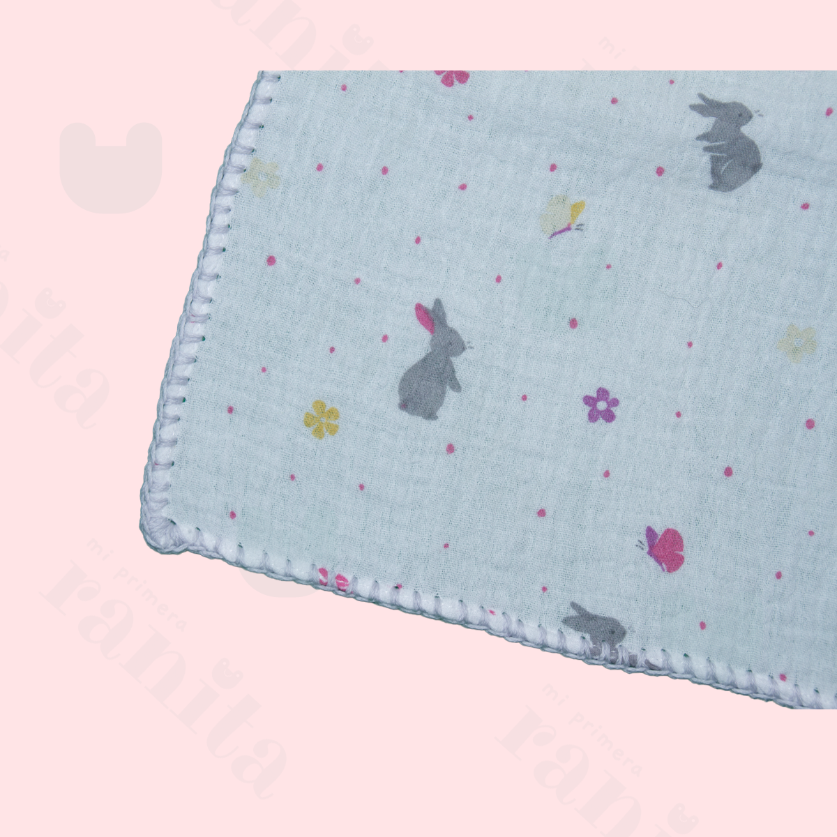 Muselina con Bordado Gris