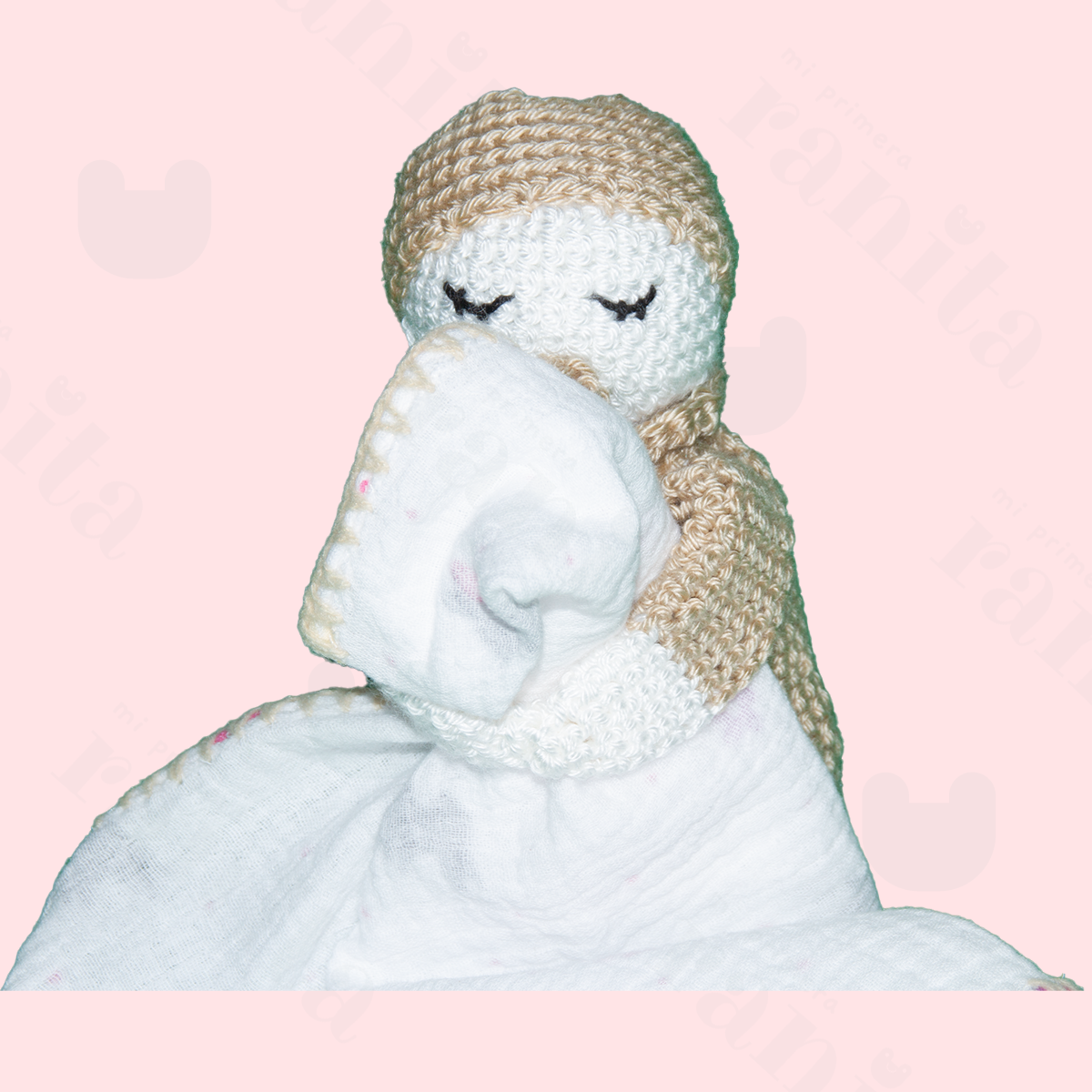 Muñeco Bebé con Muselina Bordado Beige